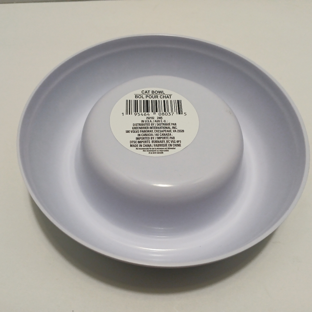 Cat Bowl with Fun Design - White and Teal - Picture 3 of 4